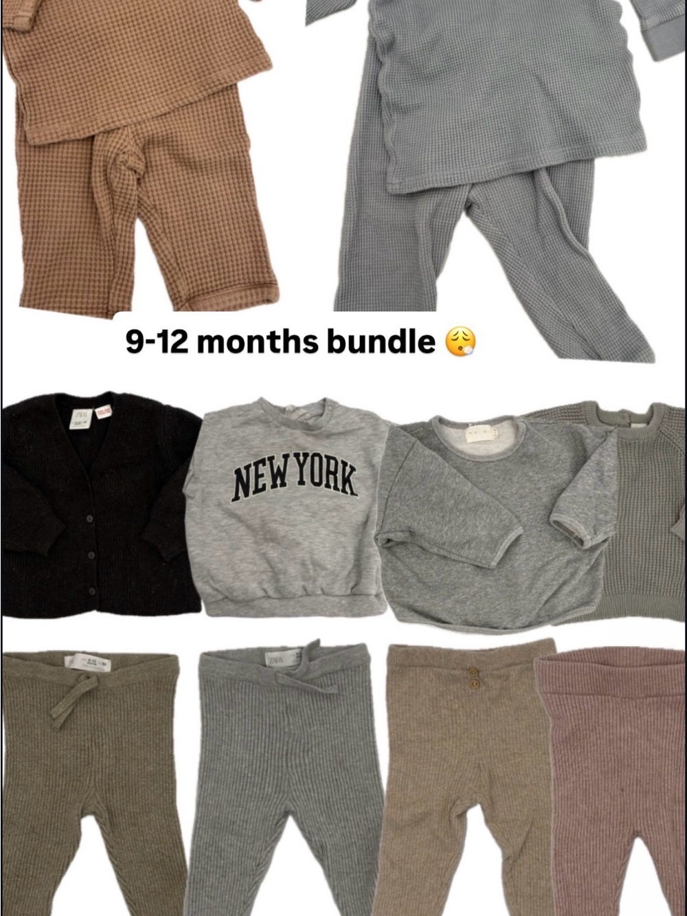 Baby Knit Pants Set - Neutral Grey & Brown Kids Bottoms